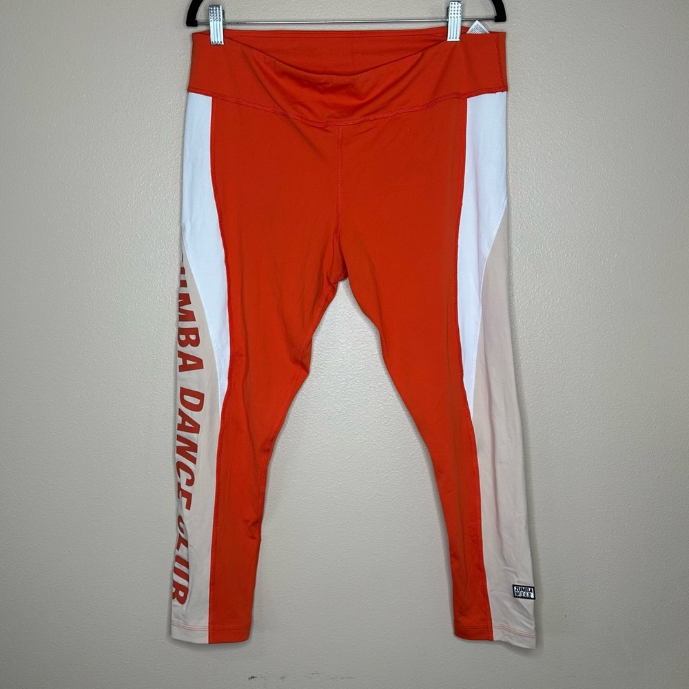 Zumba Dance Club Colorblock Leggings - Orange/White
